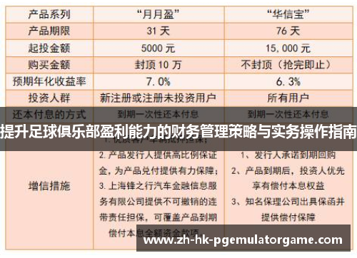 提升足球俱乐部盈利能力的财务管理策略与实务操作指南 提升足球俱乐部盈利能力的财务管理策略与实务操作指南